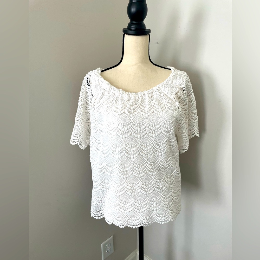 Talbots lace top with cotton lining. Size L. Never worn.
